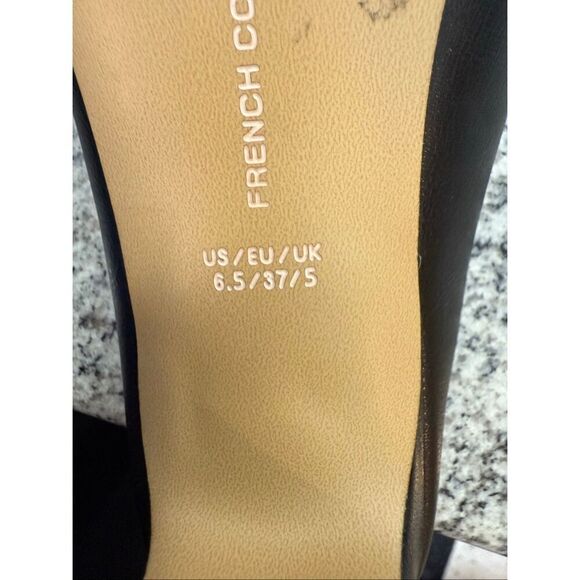 French Connection Aimee Black Heeled Mules | Block Heel Slip-On Dressy Shoe 6.5 - Picture 5 of 6